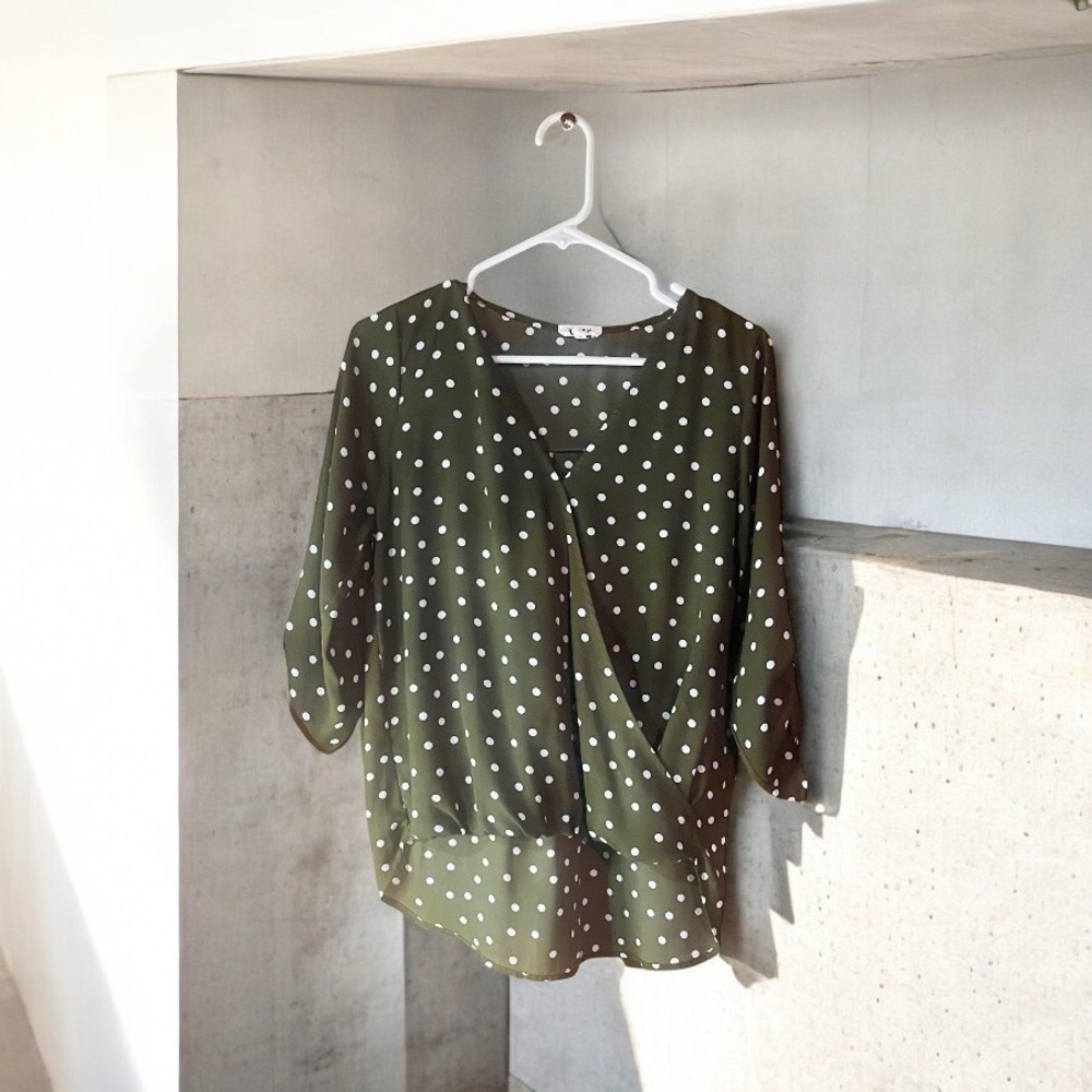 Olive Polka Dot Women's Top